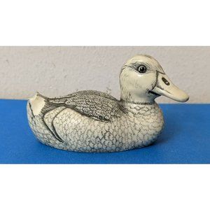Vintage Small Decorative White Duck Decoy Solid Body Figurine Decor see notes